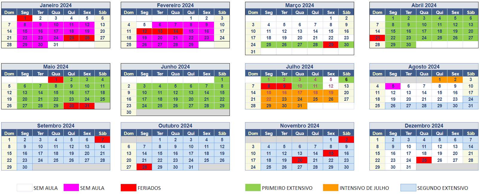 CALENDÁRIO POLIGLOTA 2024